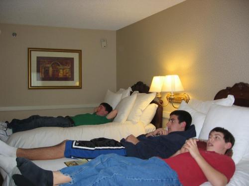 February Break in NC - hanging with the boys in the hotel (2/08)