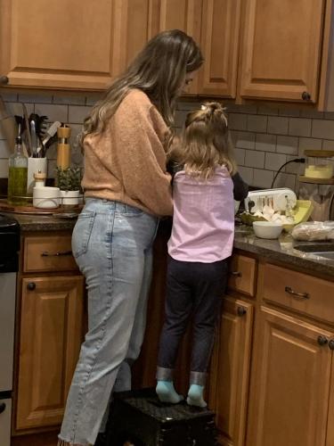 Grace helping Aunt Kennady bake (10/19)
